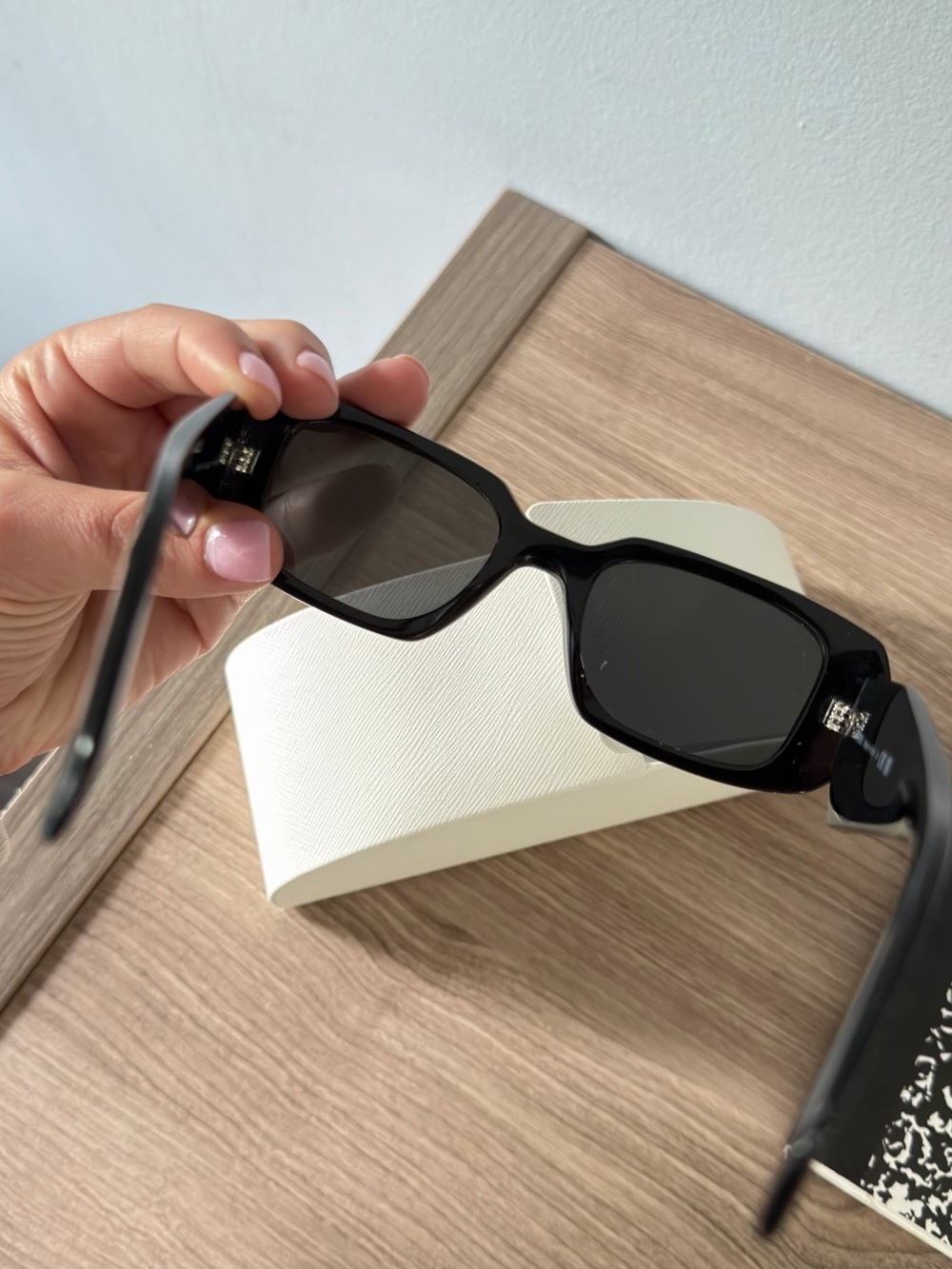 Prada Black Runway 49mm Rectangular Sunglasses AUTHENTIC - Picture 4 of 6
